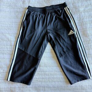 Adidas Shorts Black White Medium 3 Stripes Side Zip Pockets